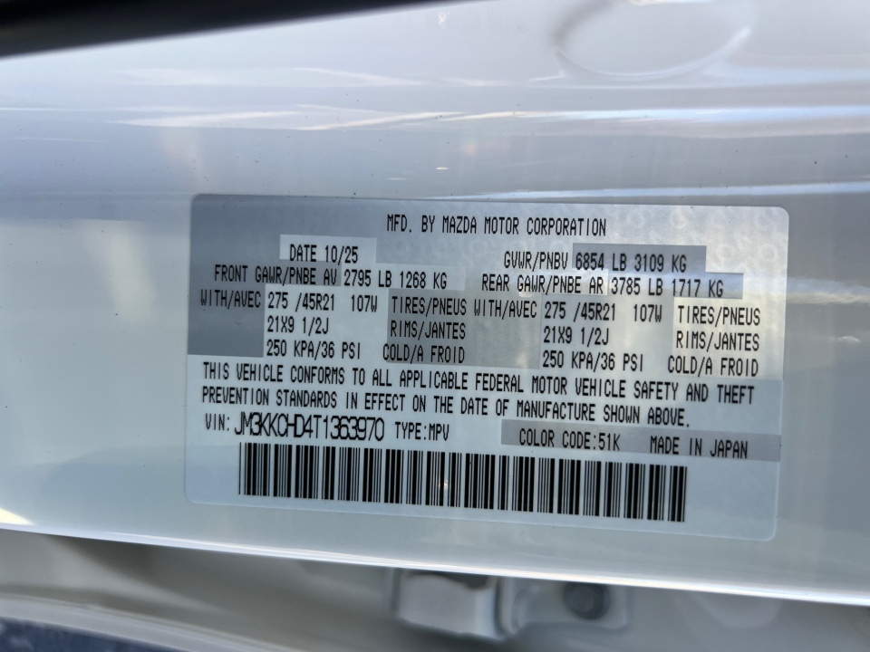 JM3KKCHD4T1363970 2026 Mazda CX-90 3.3 Turbo Premium Sport