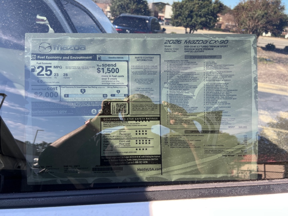 JM3KKCHD4T1363970 2026 Mazda CX-90 3.3 Turbo Premium Sport
