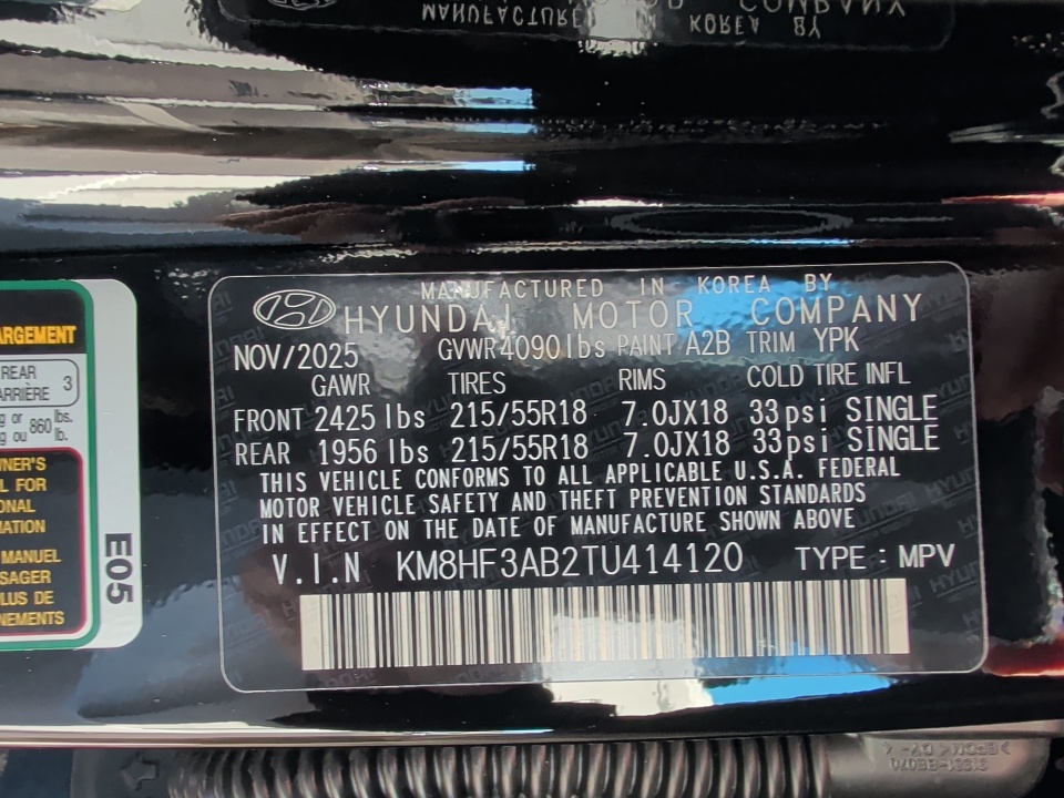 KM8HF3AB2TU414120 2026 Hyundai Kona SEL Sport