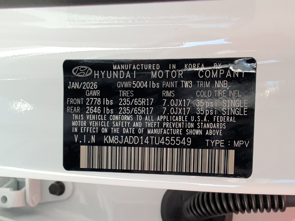 KM8JADD14TU455549 2026 Hyundai Tucson Hybrid Blue SE