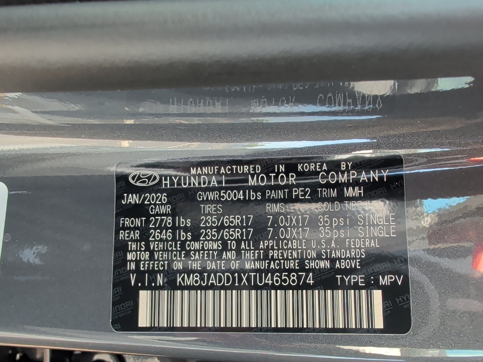 KM8JADD1XTU465874 2026 Hyundai Tucson Hybrid Blue SE