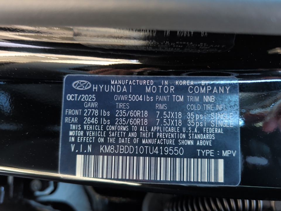 KM8JBDD10TU419550 2026 Hyundai Tucson Hybrid SEL