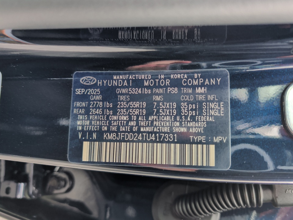 KM8JFDD24TU417331 2026 Hyundai Tucson Plug-In Hybrid Limited