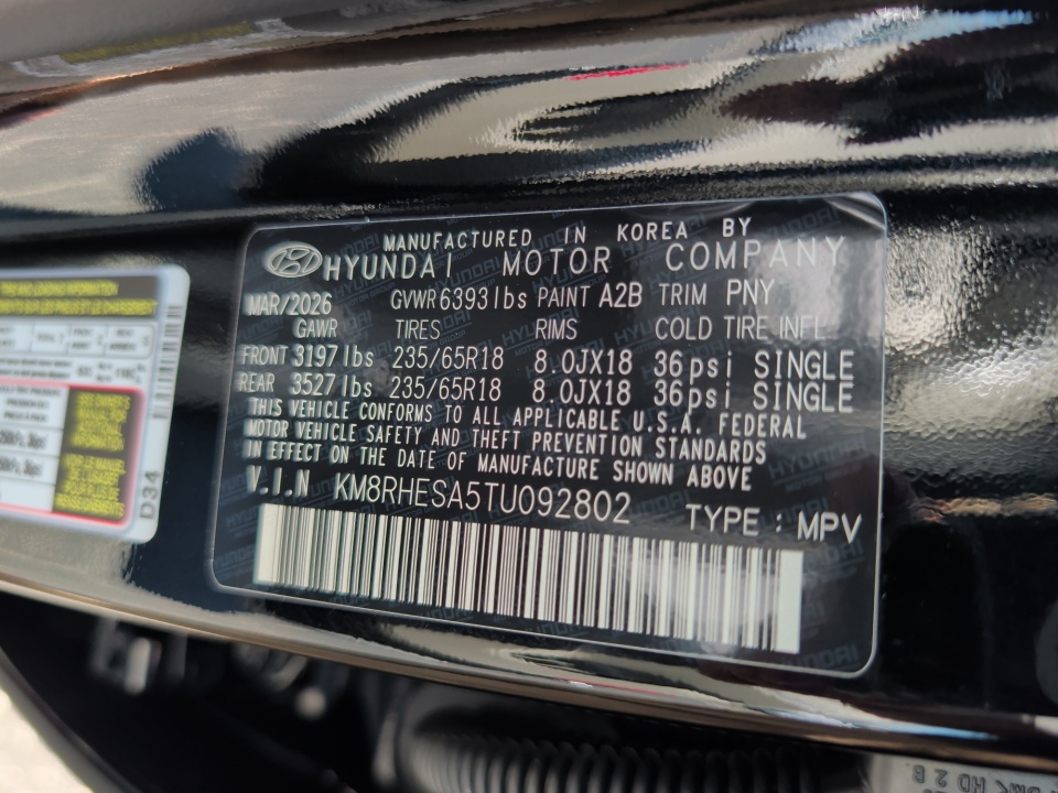 KM8RHESA5TU092802 2026 Hyundai Palisade HEV SEL Premium 7P