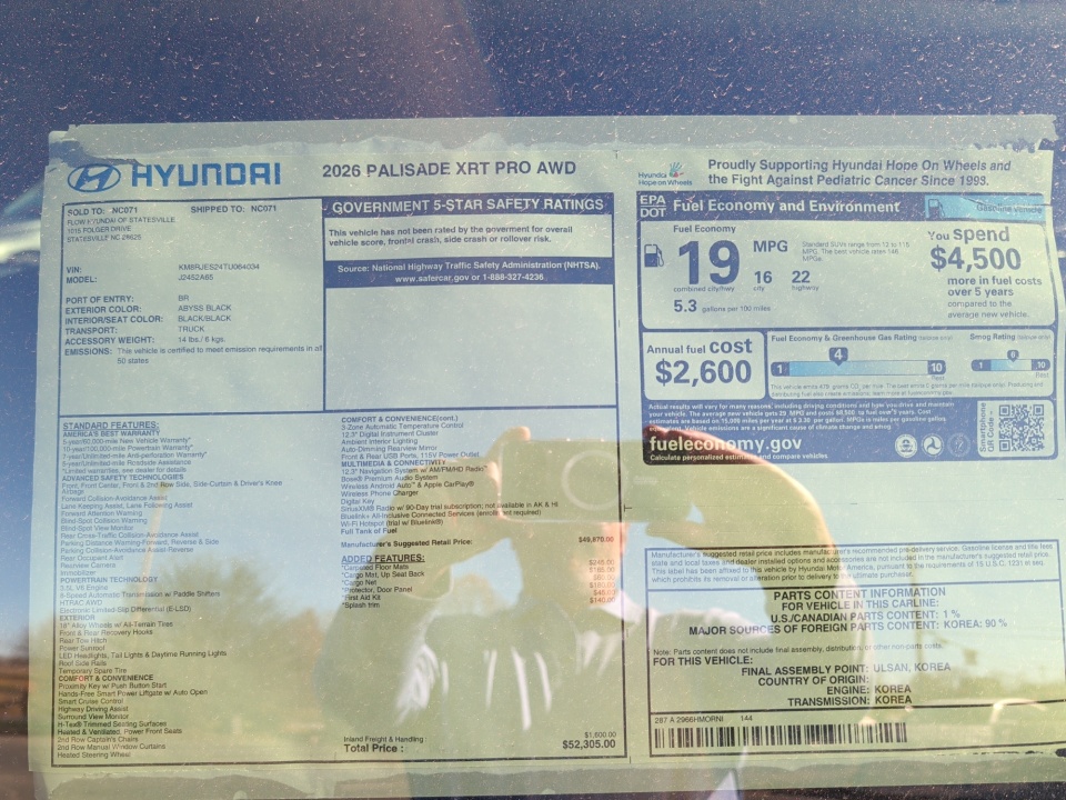 KM8RJES24TU064034 2026 Hyundai Palisade XRT Pro