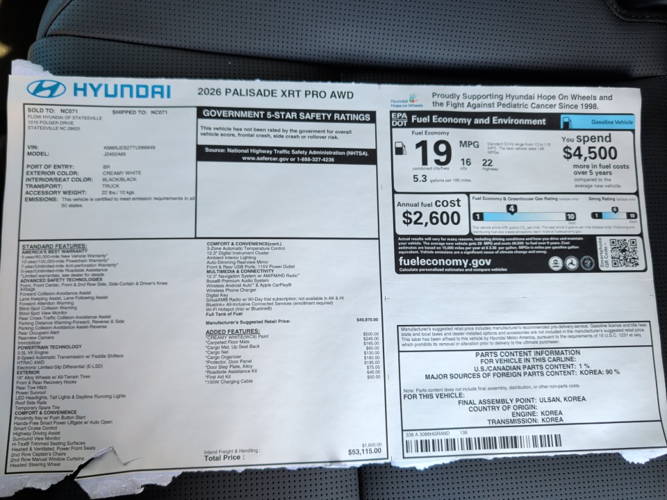 KM8RJES27TU066649 2026 Hyundai Palisade XRT Pro