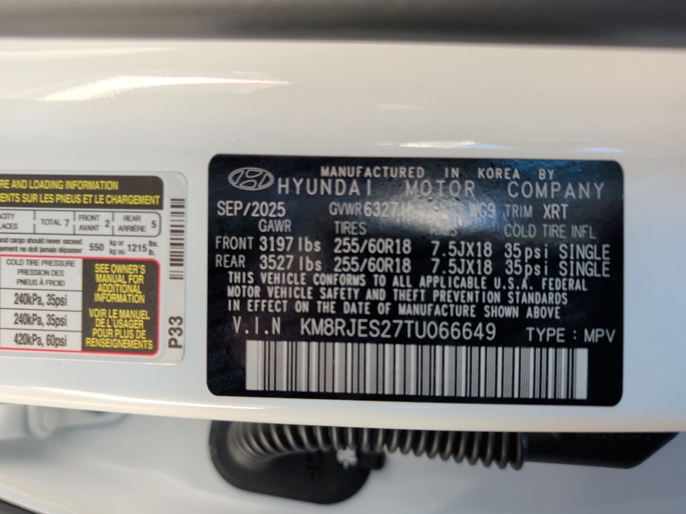 KM8RJES27TU066649 2026 Hyundai Palisade XRT Pro