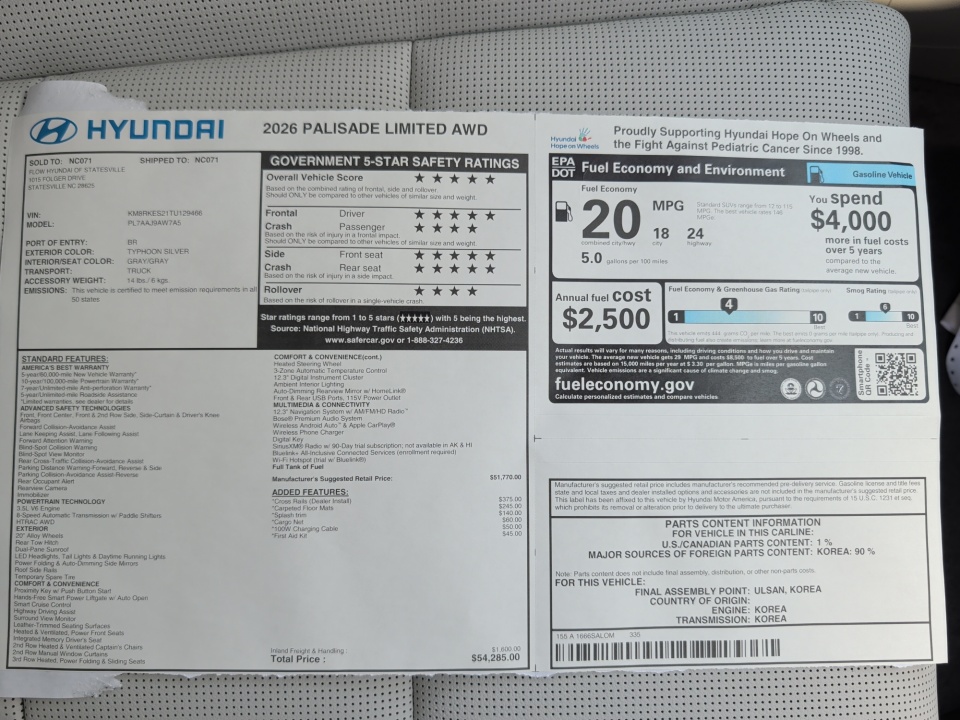 KM8RKES21TU129466 2026 Hyundai Palisade Limited