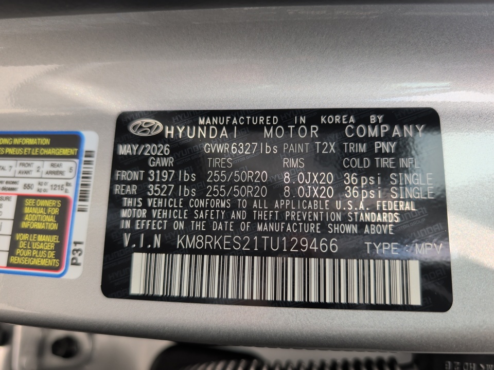 KM8RKES21TU129466 2026 Hyundai Palisade Limited