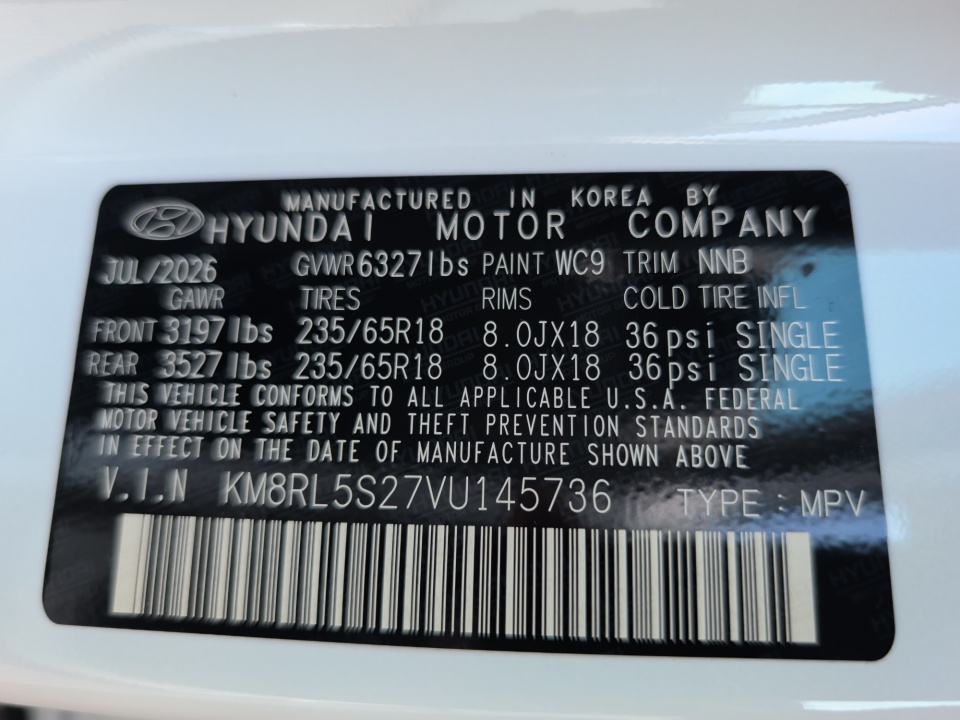 KM8RL5S27VU145736 2027 Hyundai Palisade SEL 7P