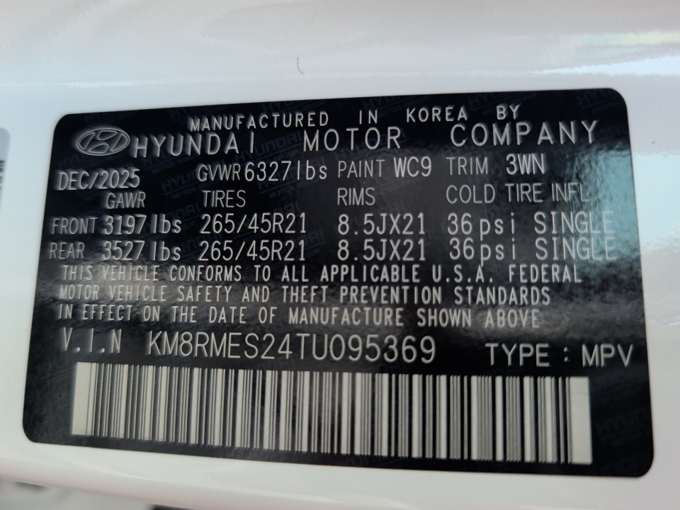 KM8RMES24TU095369 2026 Hyundai Palisade Calligraphy
