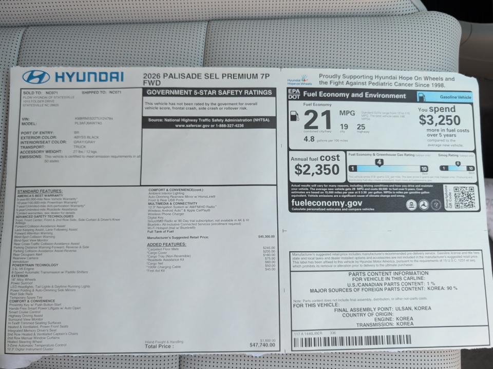 KM8RN5S22TU124784 2026 Hyundai Palisade SEL Premium 7P