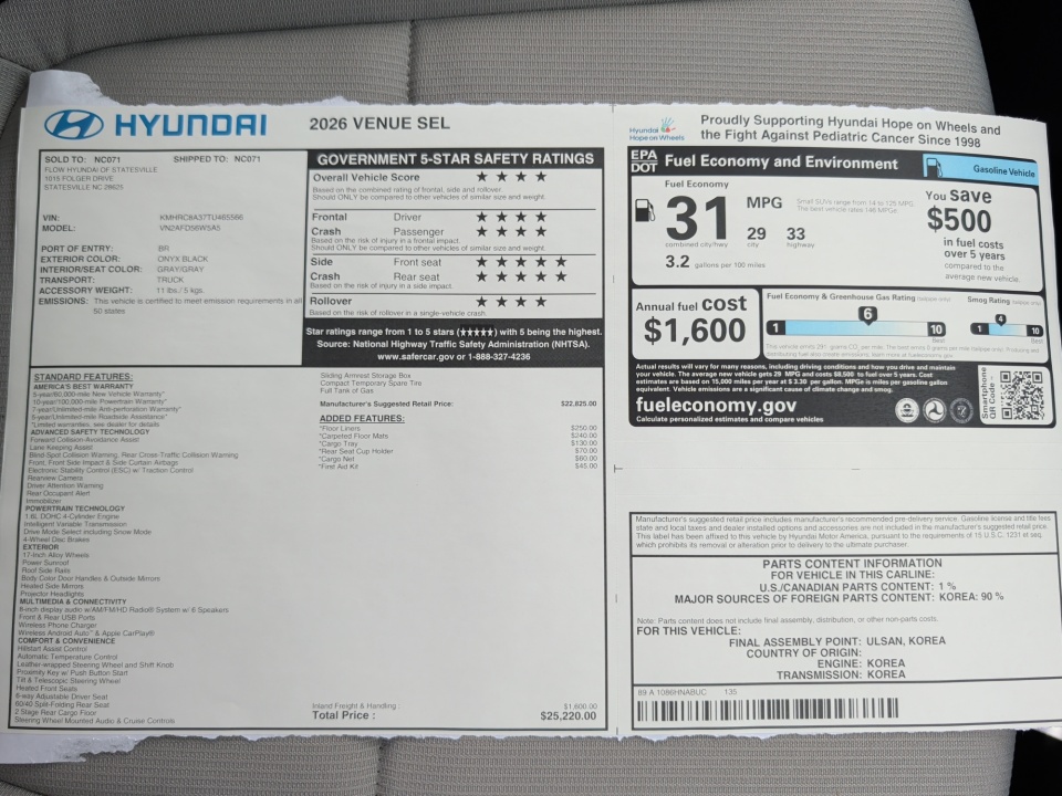KMHRC8A37TU465566 2026 Hyundai Venue SEL