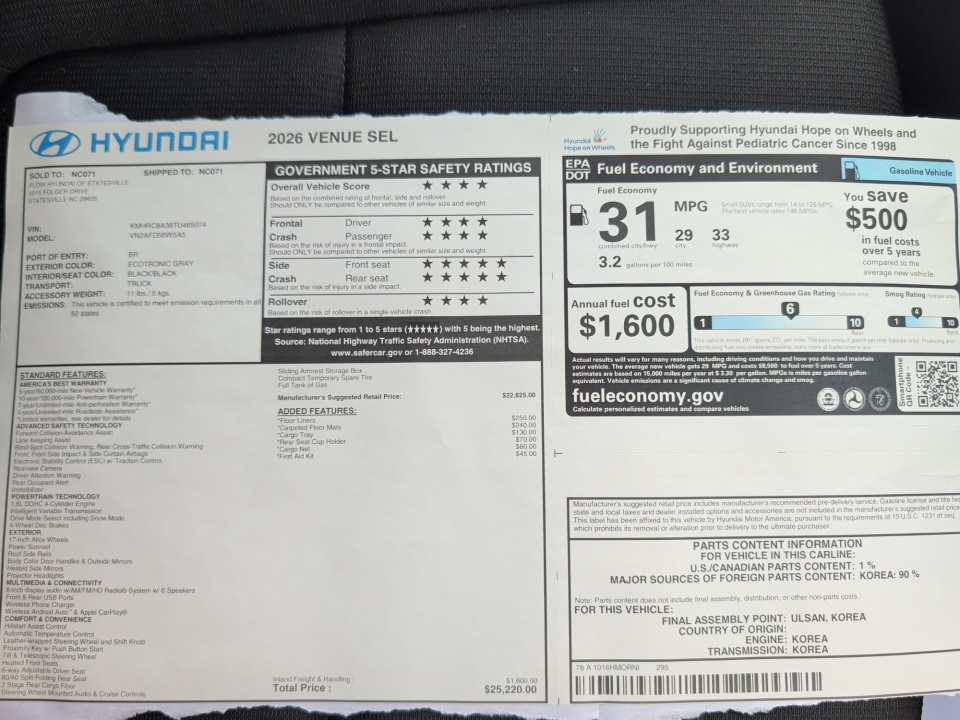 KMHRC8A38TU465074 2026 Hyundai Venue SEL