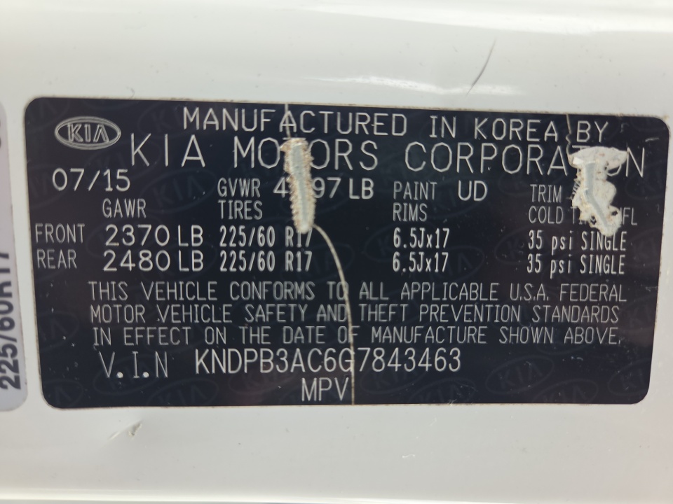 KNDPB3AC6G7843463 2016 Kia Sportage LX