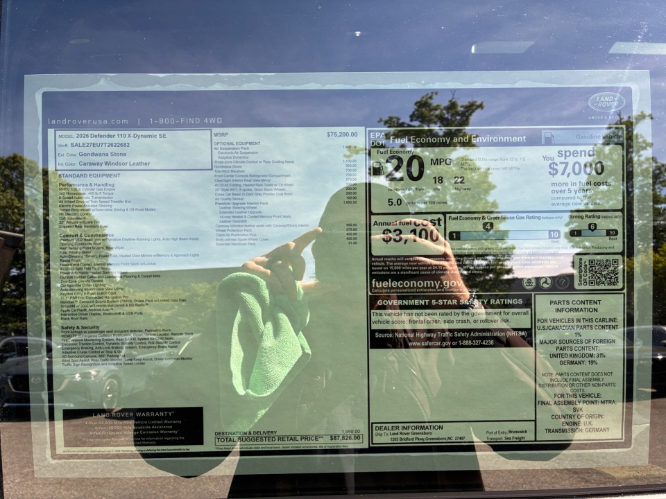 SALE27EU7T2622682 2026 Land Rover Defender X-Dynamic SE
