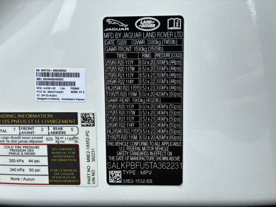 SALKPBFU5TA362231 2026 Land Rover Range Rover P400 SE 7 Seat