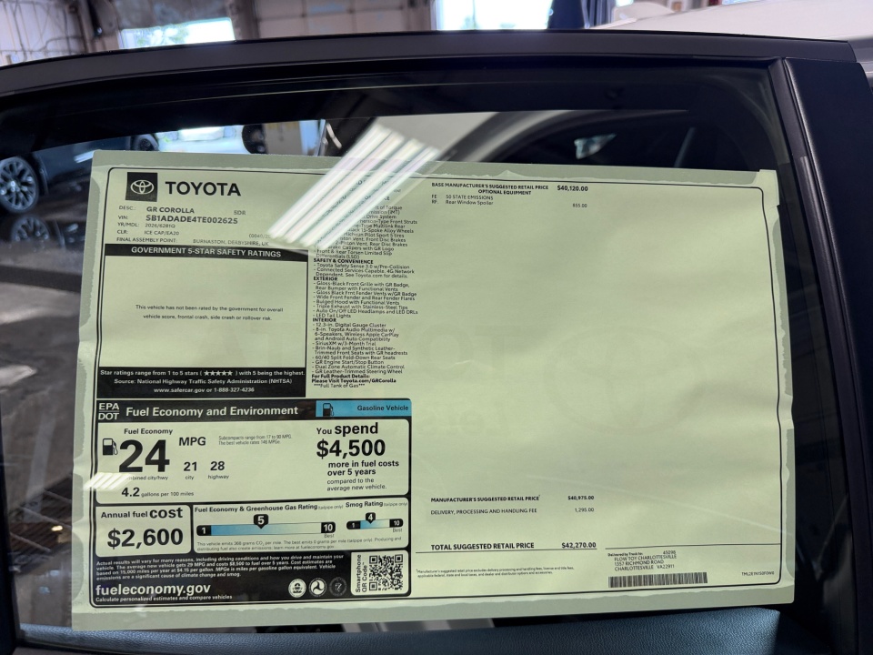 SB1ADADE4TE002625 2026 Toyota GR Corolla