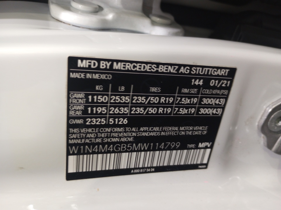 W1N4M4GB5MW114799 2021 Mercedes-Benz GLB 250