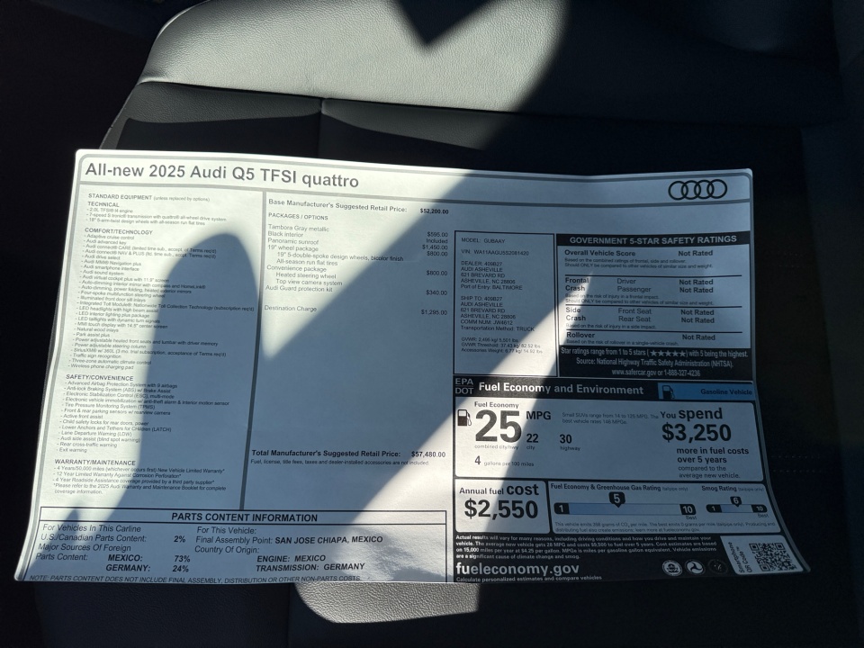 WA11AAGU5S2081420 2025 Audi All-new Q5 Premium TFSI quattro S tronic