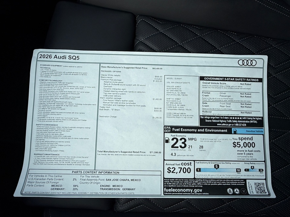 WA125AGU4T2030775 2026 Audi SQ5 Premium Plus