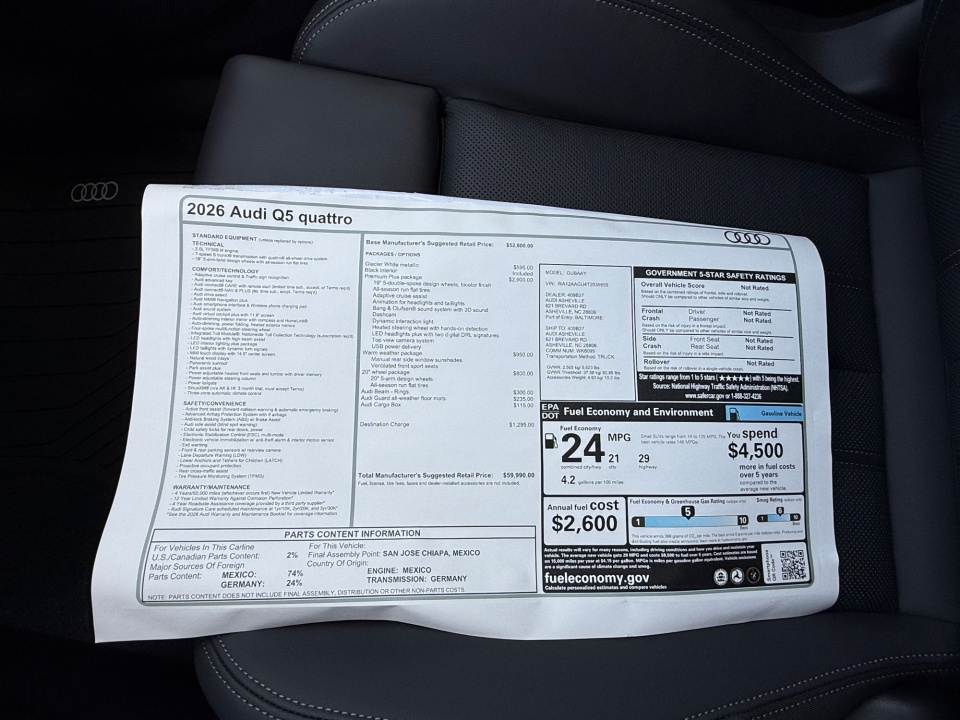 WA12AAGU4T2035955 2026 Audi Q5 Premium Plus TFSI quattro S tronic