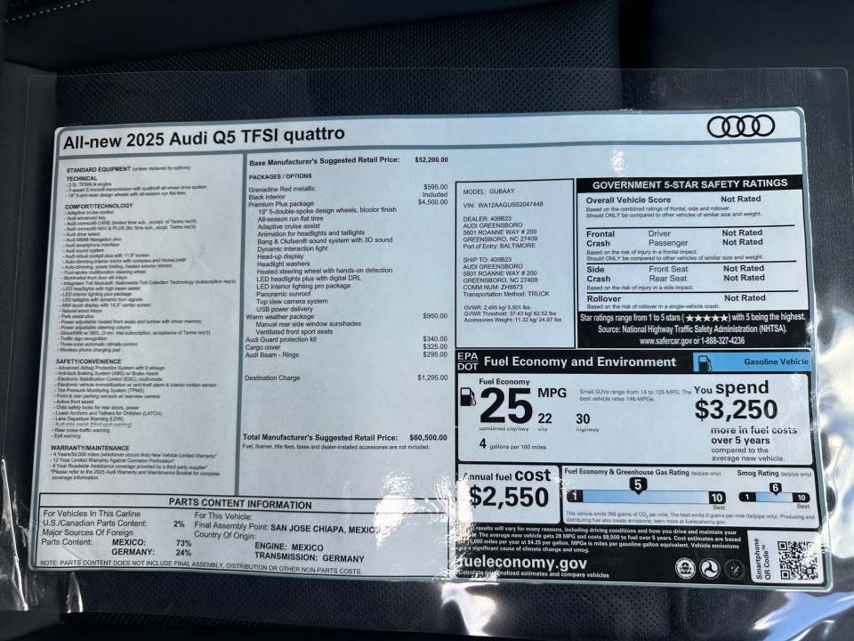 WA12AAGU5S2047448 2025 Audi Q5 Premium Plus