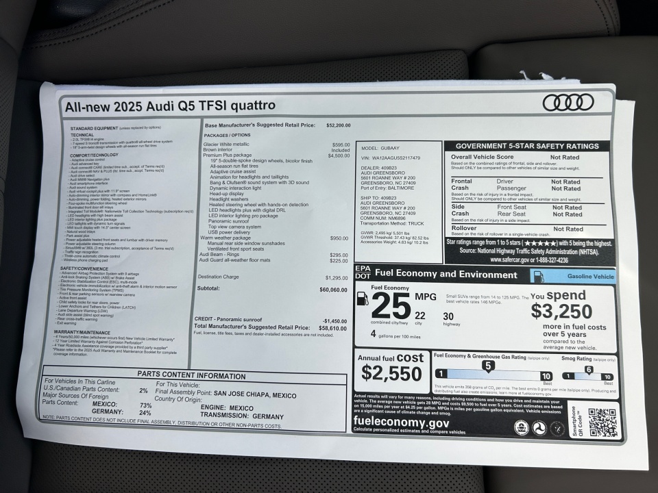 WA12AAGU5S2117479 2025 Audi All-new Q5 Premium Plus TFSI quattro S tronic