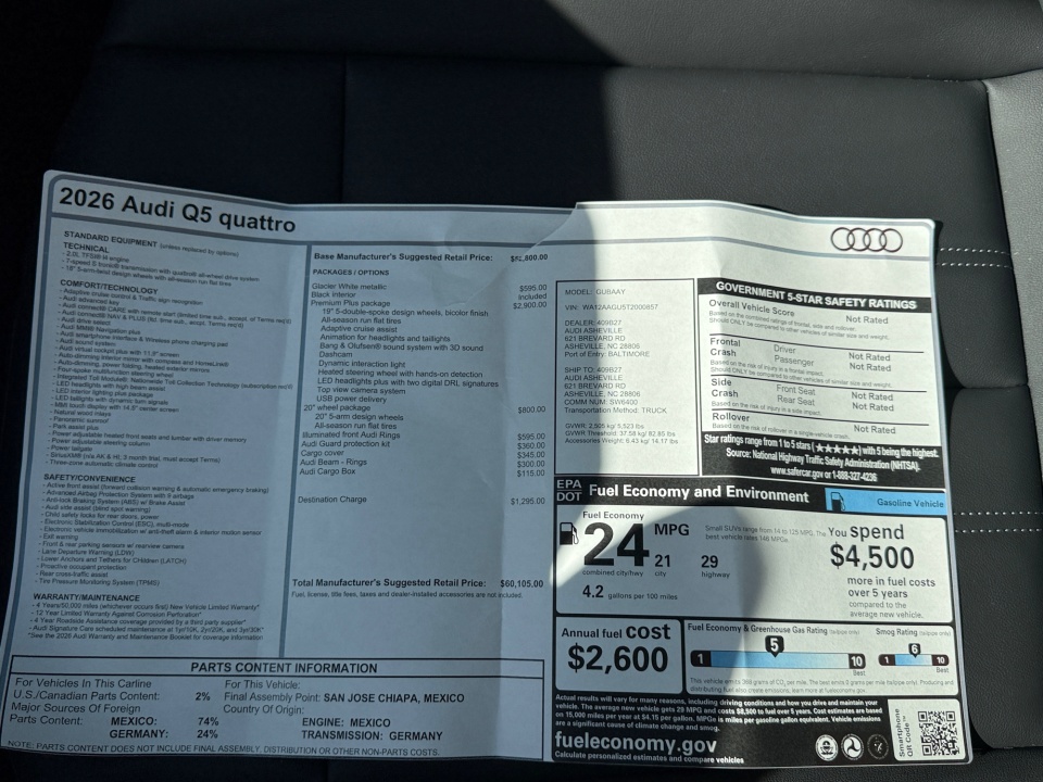 WA12AAGU5T2000857 2026 Audi Q5 Premium Plus