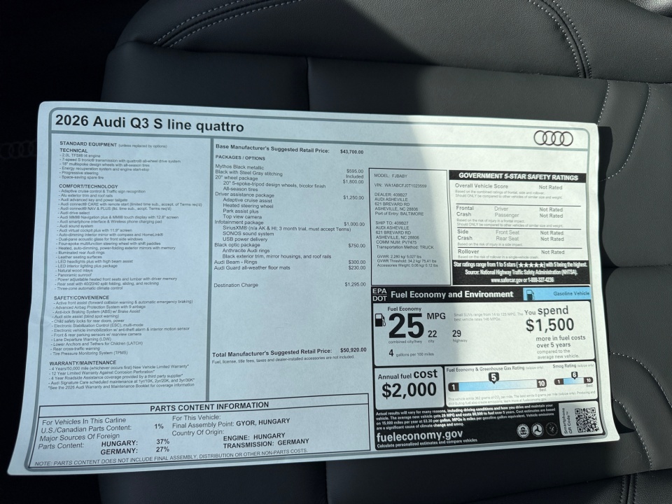 WA1ABCFJ0T1023559 2026 Audi Q3 S line