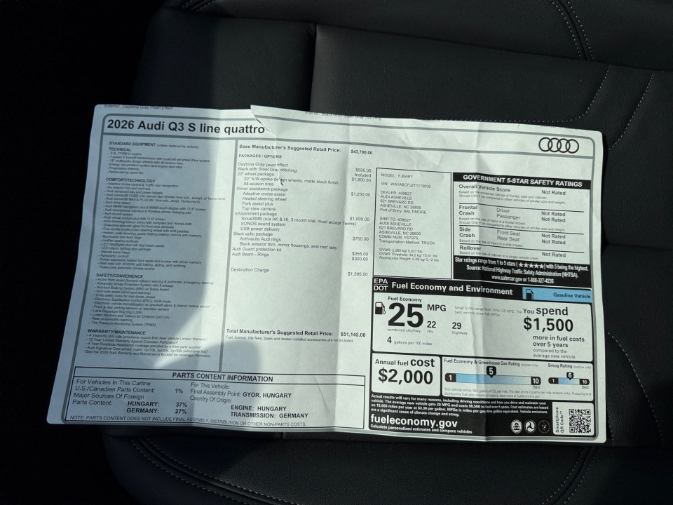 WA1ABCFJ2T1119032 2026 Audi Q3 S line