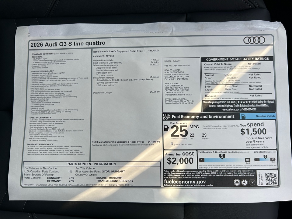 WA1ABCFJ4T1093467 2026 Audi Q3 S line