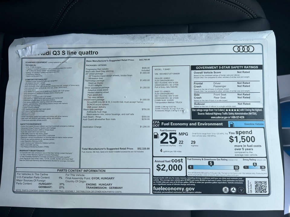 WA1ABCFJ5T1094689 2026 Audi Q3 S line