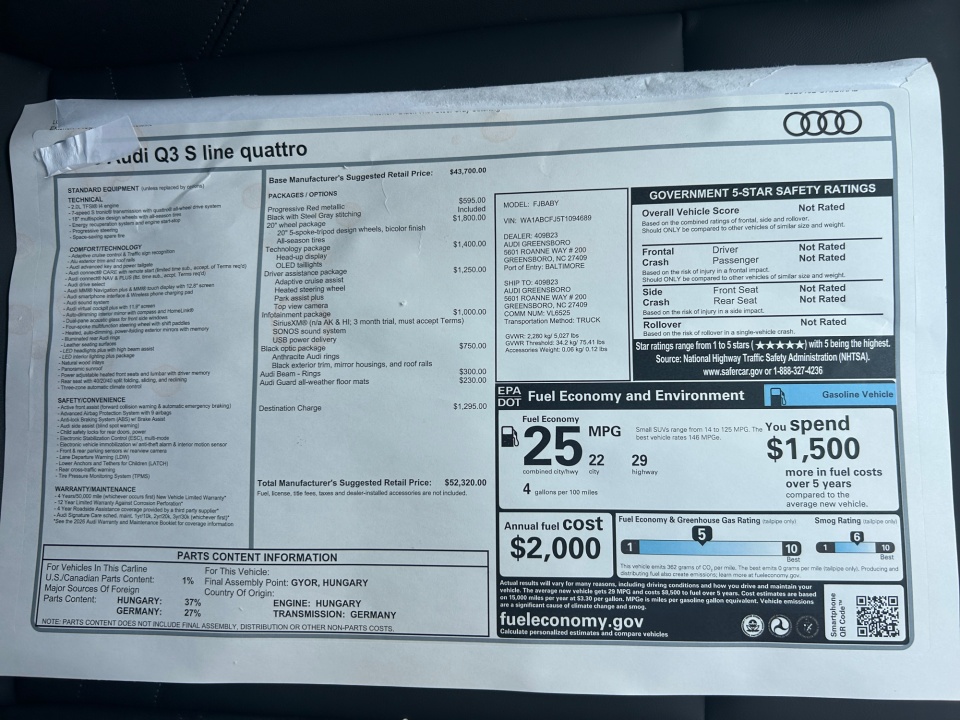 WA1ABCFJ5T1094689 2026 Audi Q3 S line