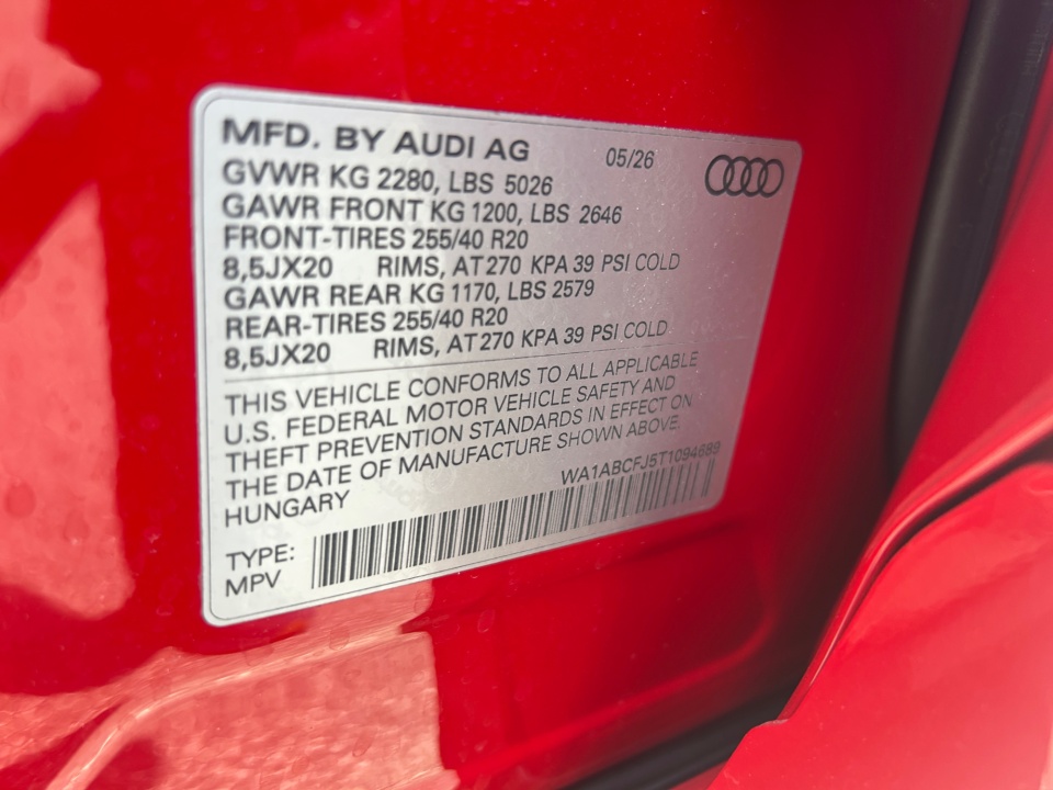 WA1ABCFJ5T1094689 2026 Audi Q3 S line