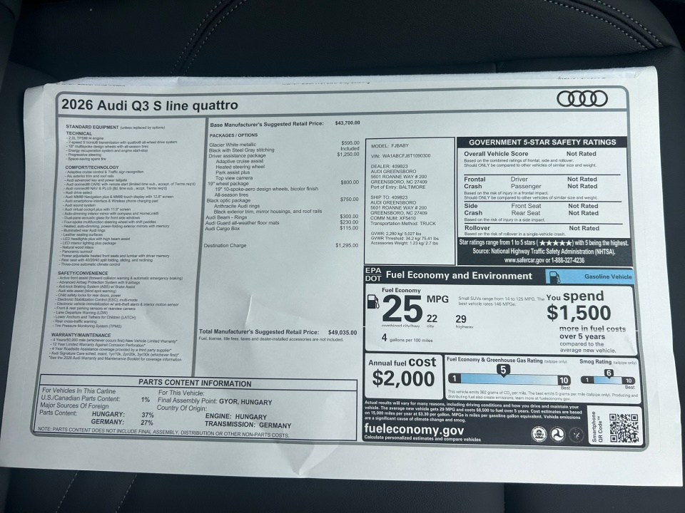 WA1ABCFJ8T1090300 2026 Audi Q3 S line