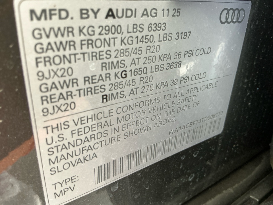 WA1ACBF74TD008170 2026 Audi Q7 Premium 45 TFSI quattro tiptronic