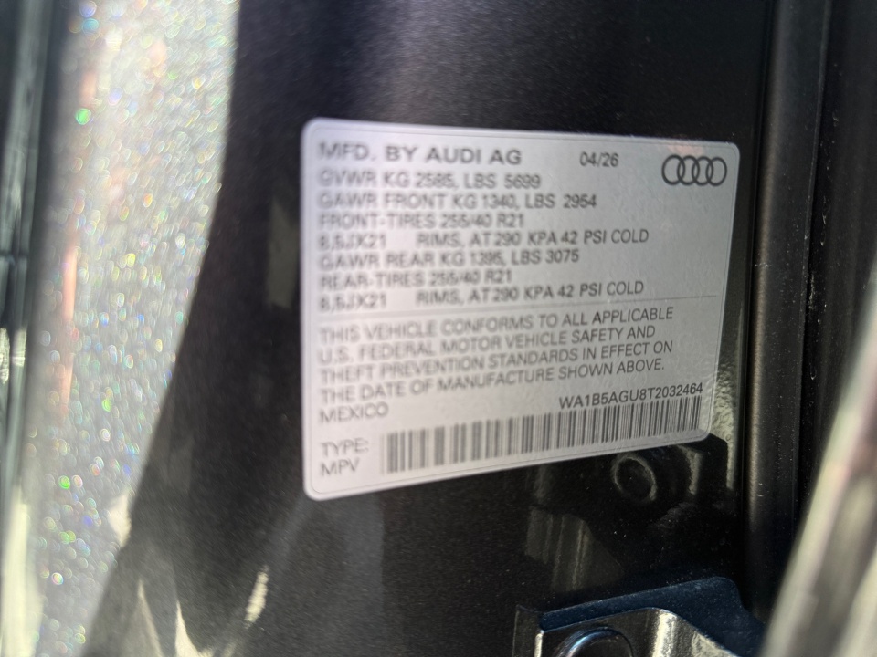 WA1B5AGU8T2032464 2026 Audi SQ5 Sportback Premium Plus TFSI quattro S tronic
