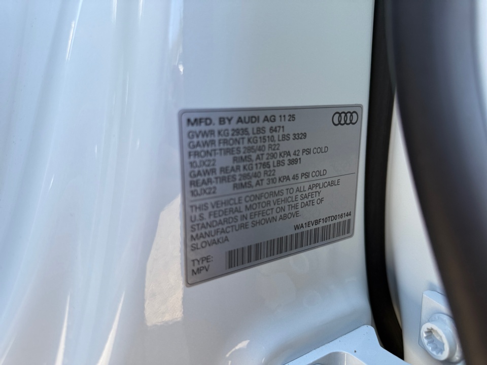 WA1EVBF10TD016144 2026 Audi Q8 Premium Plus 55 TFSI quattro Tiptronic