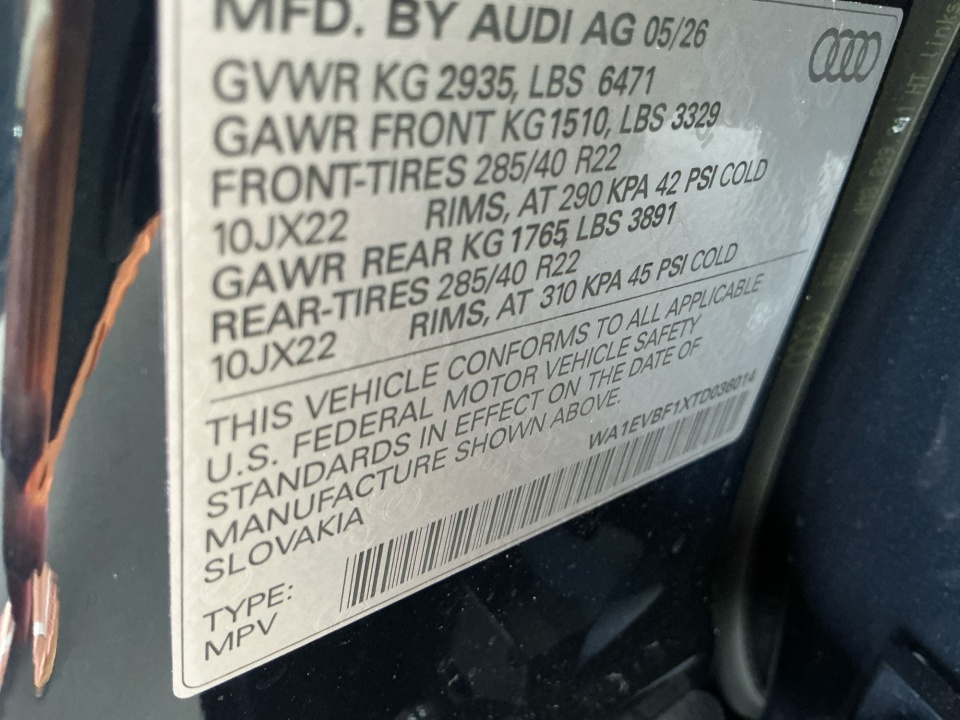 WA1EVBF1XTD036014 2026 Audi Q8 Premium Plus