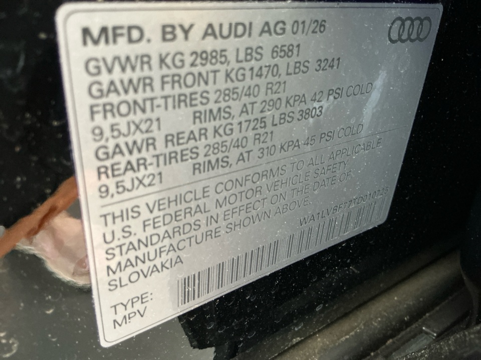 WA1LVBF77TD010725 2026 Audi Q7 Premium Plus TFSI quattro tiptronic