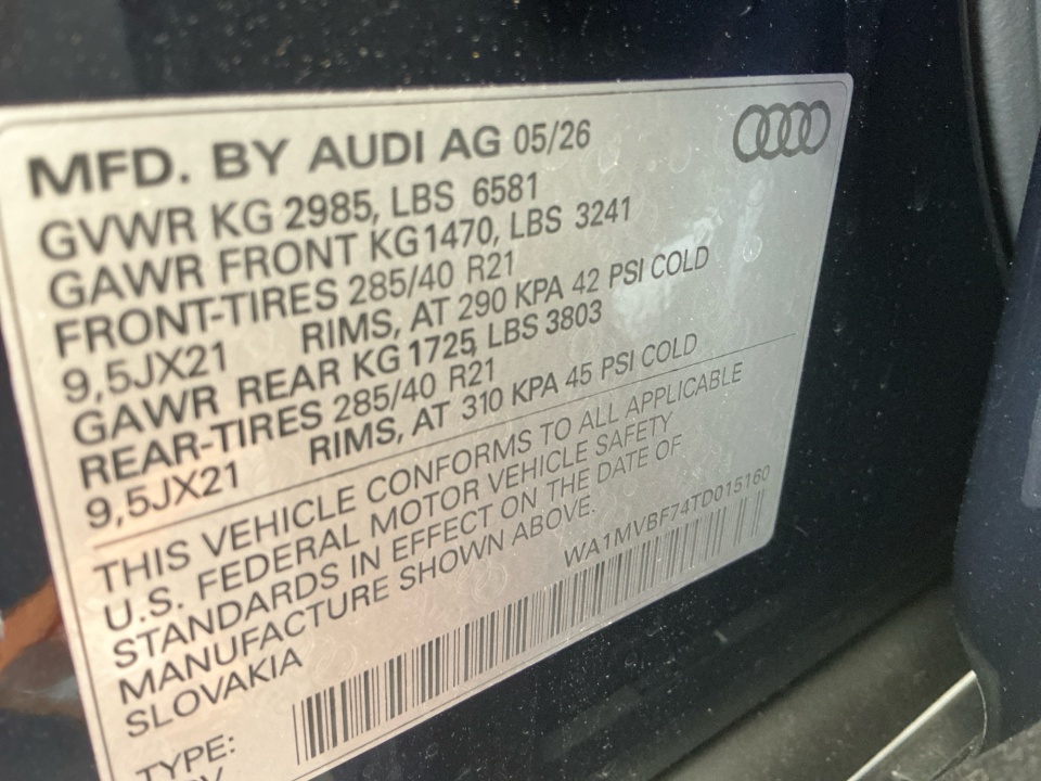 WA1MVBF74TD015160 2026 Audi Q7 S line Premium Plus