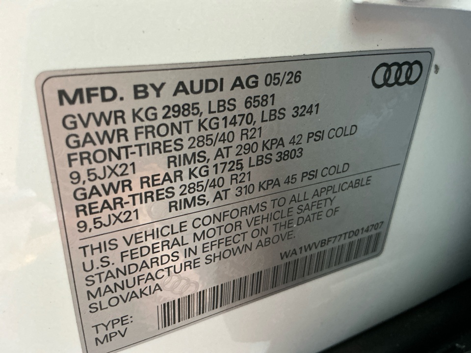 WA1WVBF77TD014707 2026 Audi Q7 Prestige