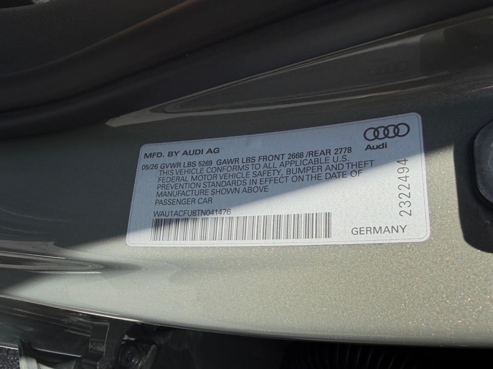WAU1ACFU8TN041476 2026 Audi A5 Premium