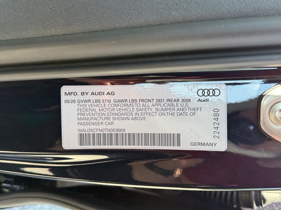 WAU25CFN0TN053669 2026 Audi A6 Premium Plus