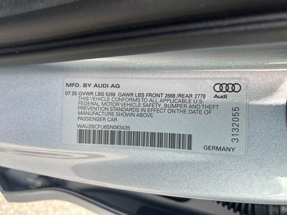 WAU2BCFU6SN083435 2025 Audi A5 Premium Plus