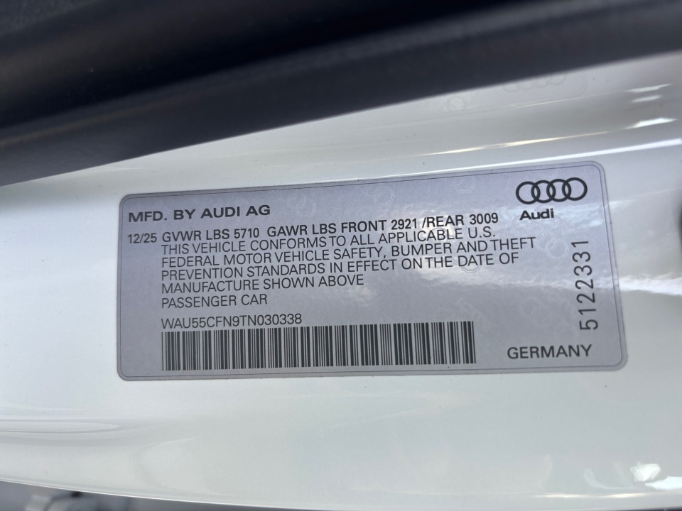 WAU55CFN9TN030338 2026 Audi A6 Premium Plus quattro S tronic
