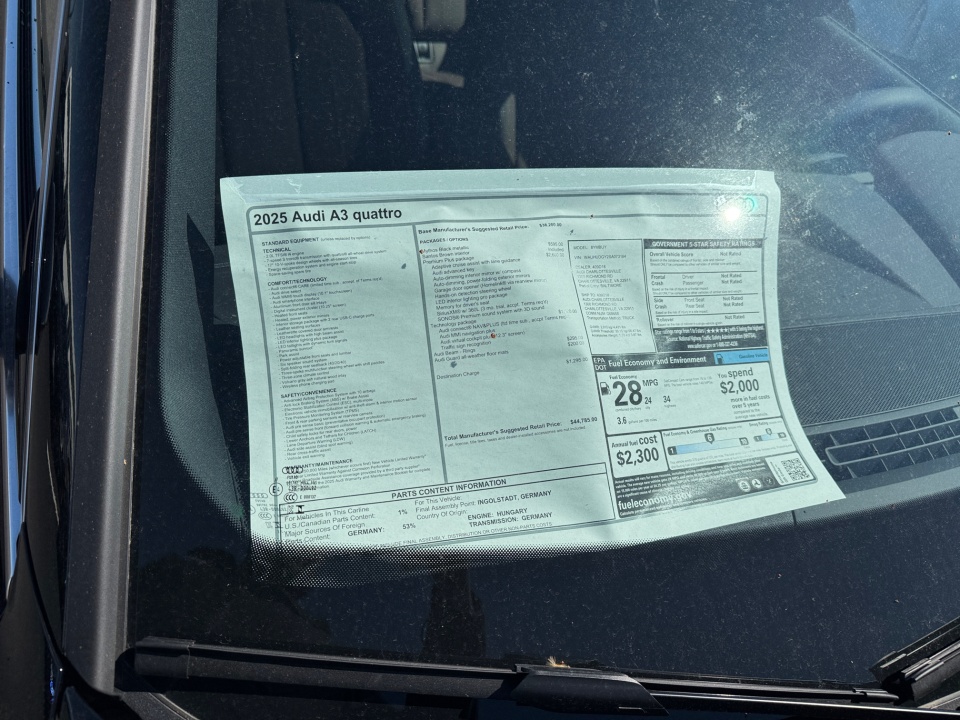 WAUHUDGY2SA073164 2025 Audi A3 Premium Plus 40 TFSI quattro S tronic