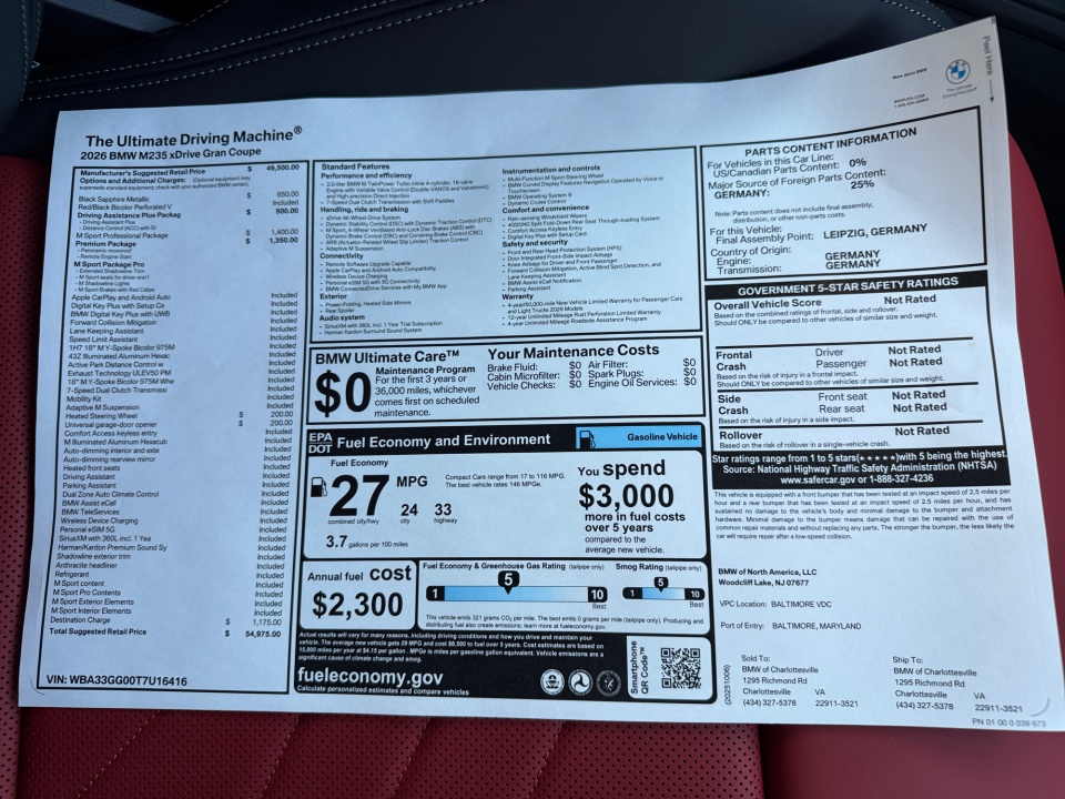 WBA33GG00T7U16416 2026 BMW M235 Gran Coupe xDrive