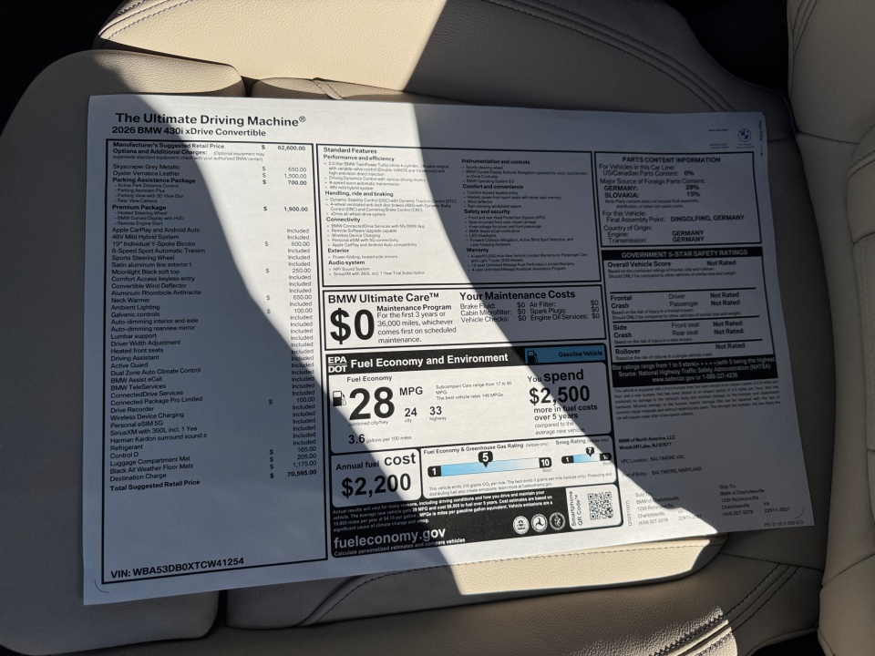 WBA53DB0XTCW41254 2026 BMW 430i xDrive